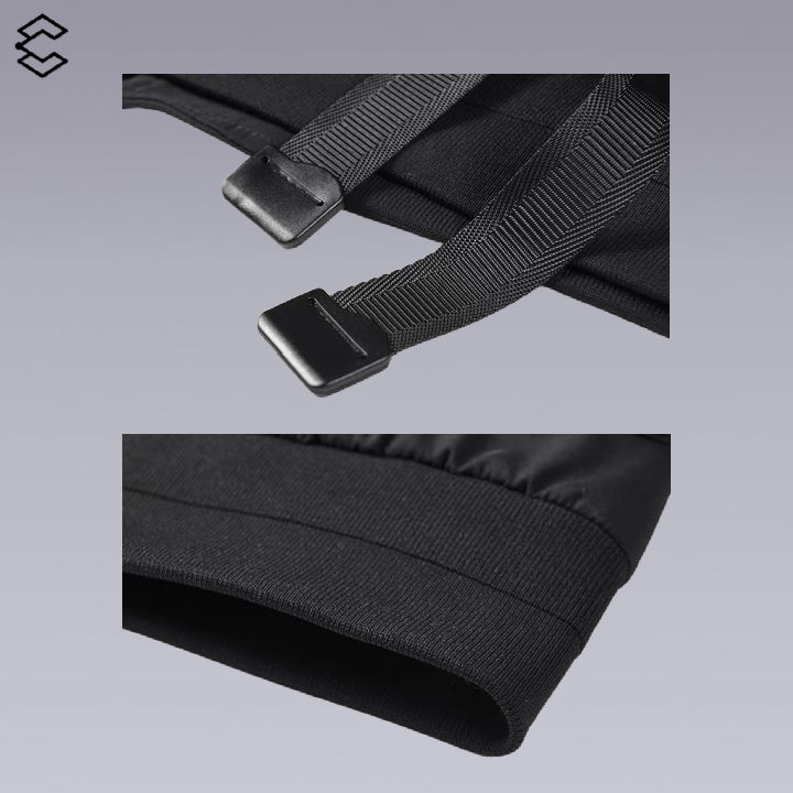 Black multi-pocket  techwear jacket - Close up
