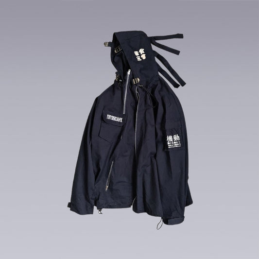The original dark blue techwear jacket with straps Front side image