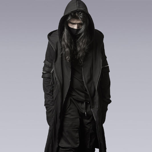Men Model wearing the black techwear cloak - Clotechnow