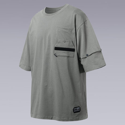 techwear shirt 3D cut, gray color by clotechnow