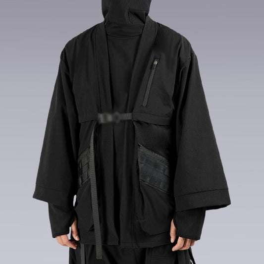 A man wearing the Techwear Ninja Black Kimono