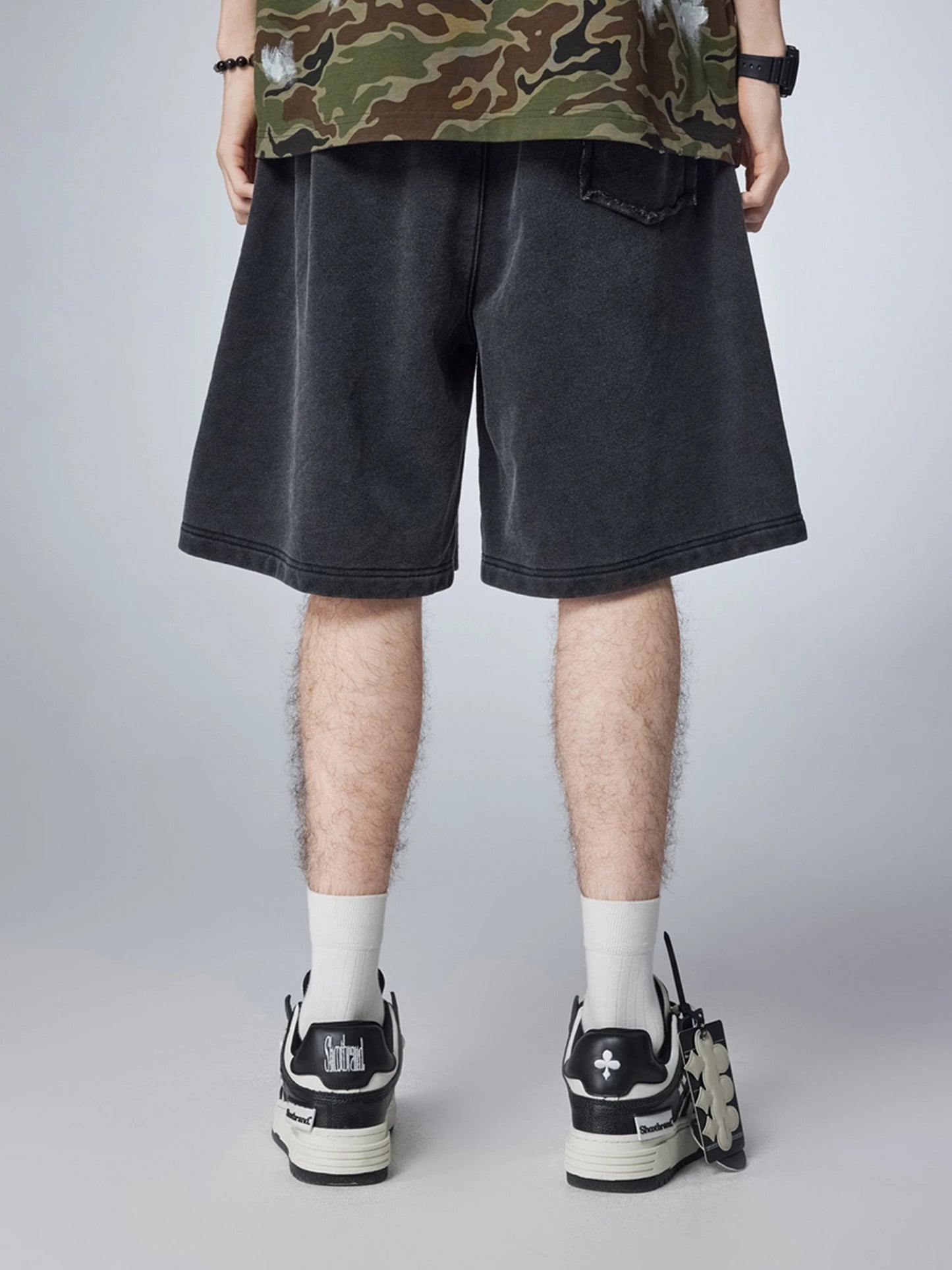 Black Oversized Knit Summer Shorts