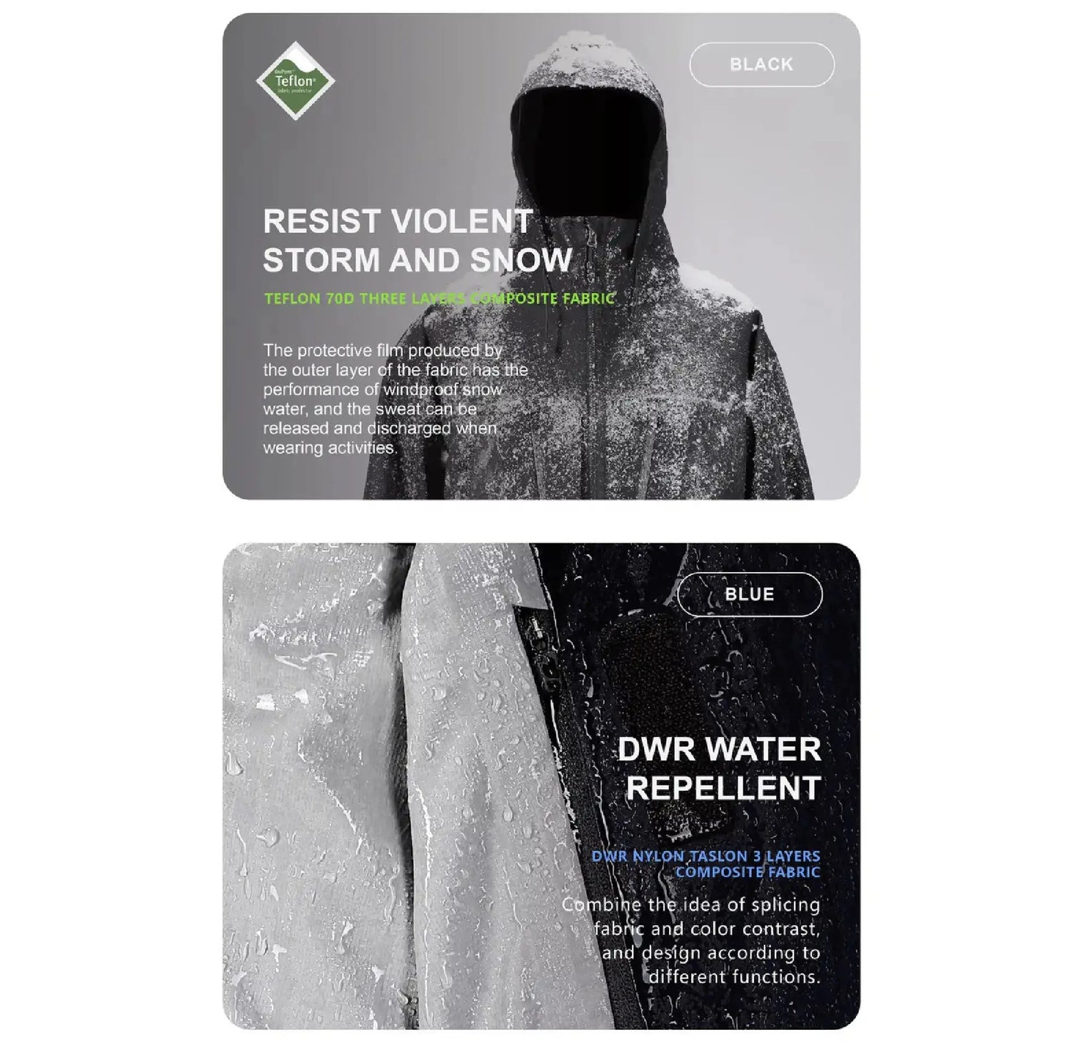 Resist violent storm and snow and DWR water repellent by Clotechnow