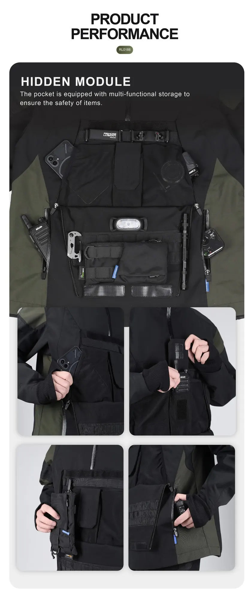 A Detailed image of The 0107 Urban Waterproof Jumper By Clotechnow - Techwear Shop