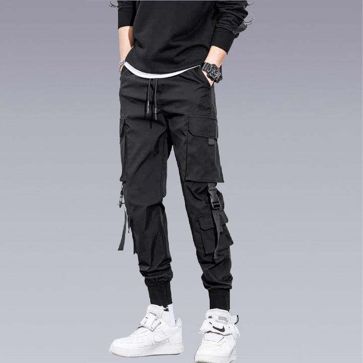Elvvie -The A-X11 TECHWEAR/STREETWEAR PANTS have a 3D cut pocket for things you need on the go and elastic waistbands to keep them in place. They are comfortable, wear resistant, and wrinkle resistant too!