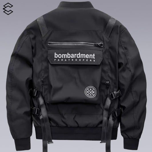 Black techwear jacket - back side
