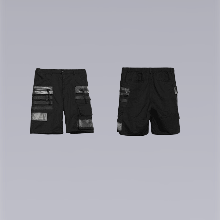 Front and back of the chrrota techwear shorts 