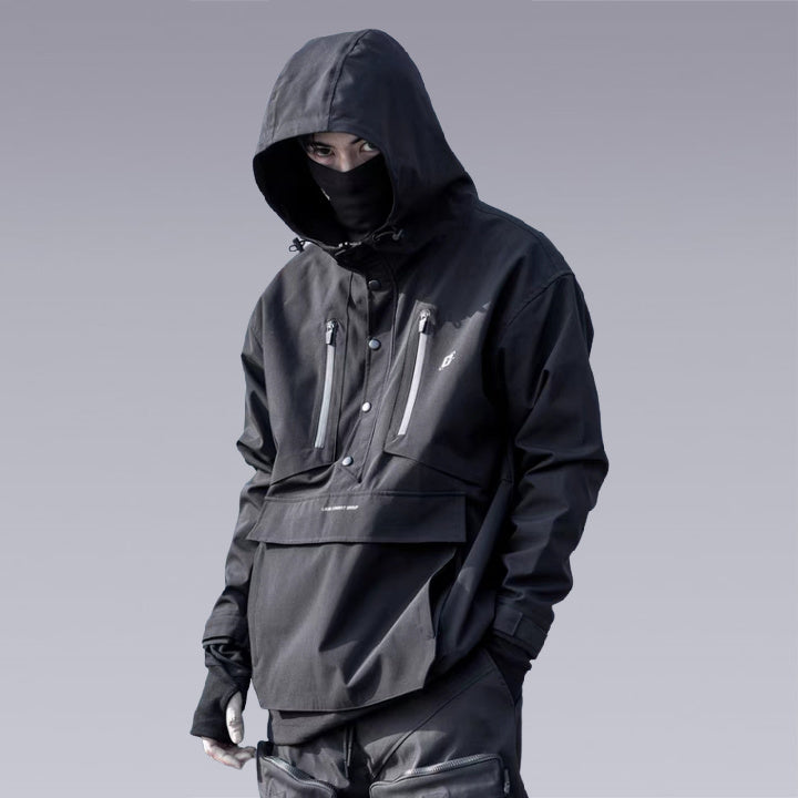 Our unique design with high waterproof fabric, modern custom waterproof and windproof jacket fabric, built-in elastic cord adjustment, high-quality Velcro to adjust the cuffs, double symmetrical pockets on the chest with waterproof laminated zipper - Clotechnow