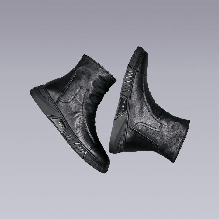 Clotechnow Black leather boots with velvet to keep your feet warm