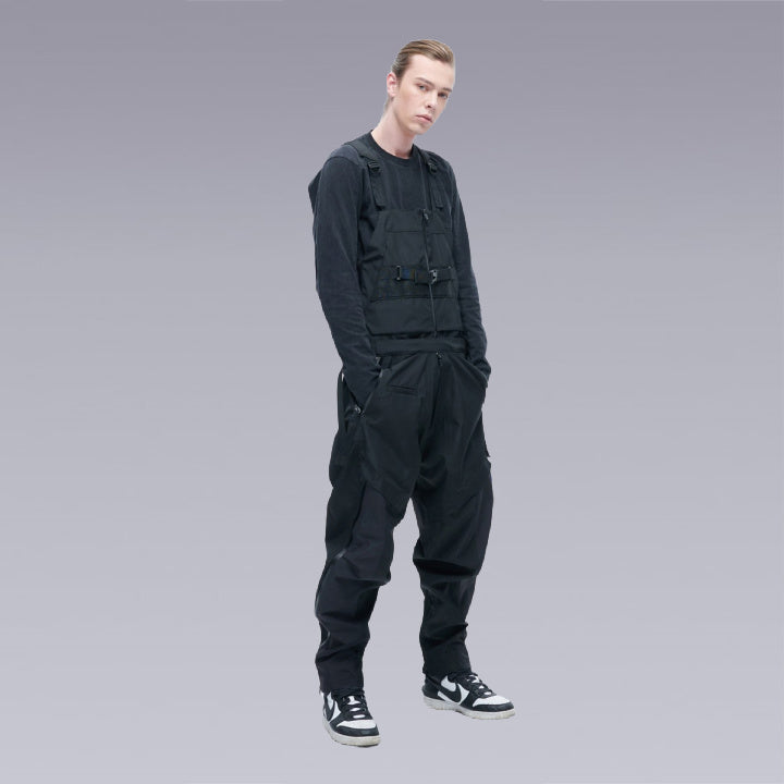 techwear pants overalls in black color