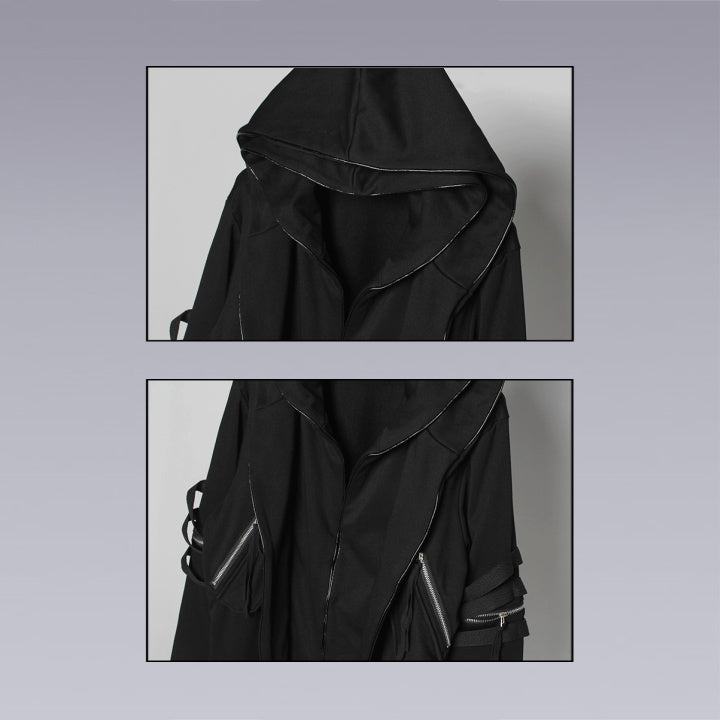 High Collar Jacket, Asymmetrical Jacket, Cyberpunk Jacket, High Neck Coat,  Techwear Hoodie, Black Hoodie Jacket, Black Jacket, Gothic Coat -   Canada
