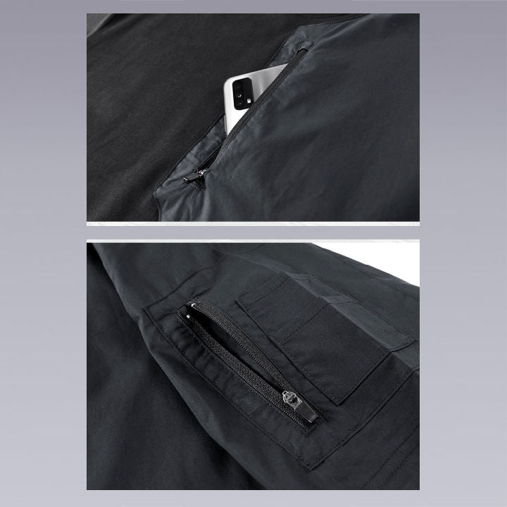 Pockets of the The VIP URBAN Black Techwear T-SHIRT