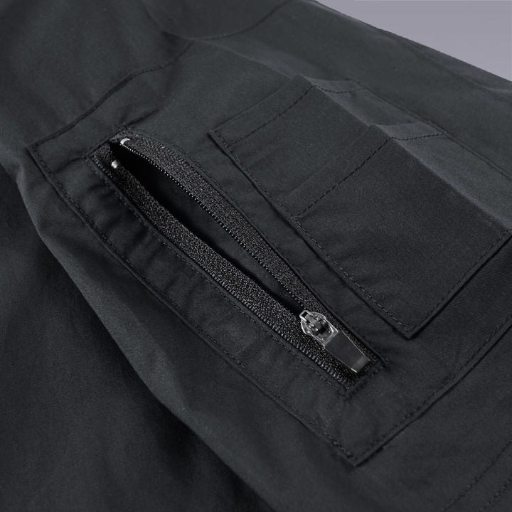 The zipper of The VIP URBAN Black Techwear T-SHIRT