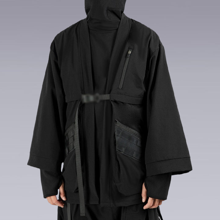 A man wearing the Techwear Ninja Black Kimono