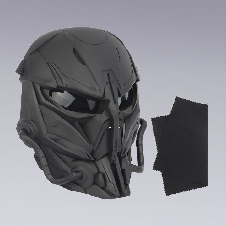 The punisher techwear face mask and a black wipe