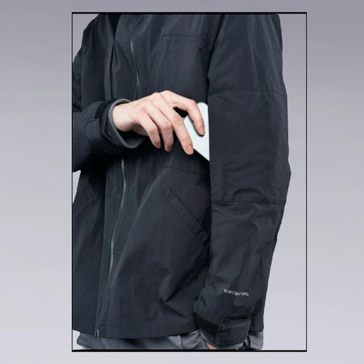 Tha Front of the waterproof Hardshell Techwear Jacket Pockets