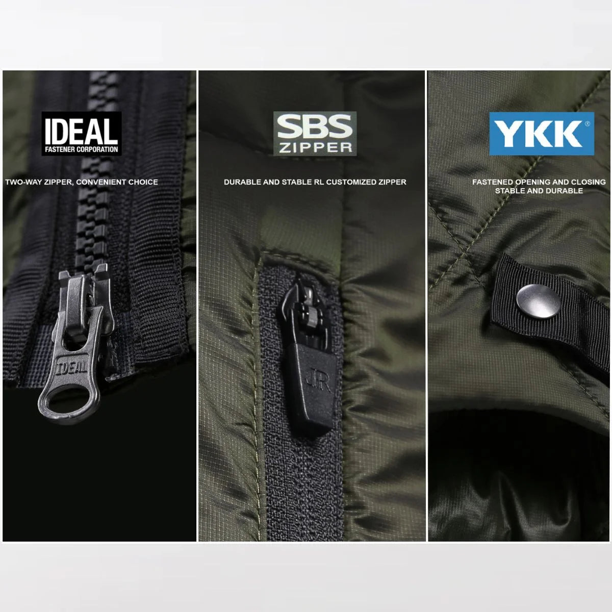 IDEAL, SBS Zipper, YKK features of the Cotton-Padded Techwear Jacket - Clotechnow