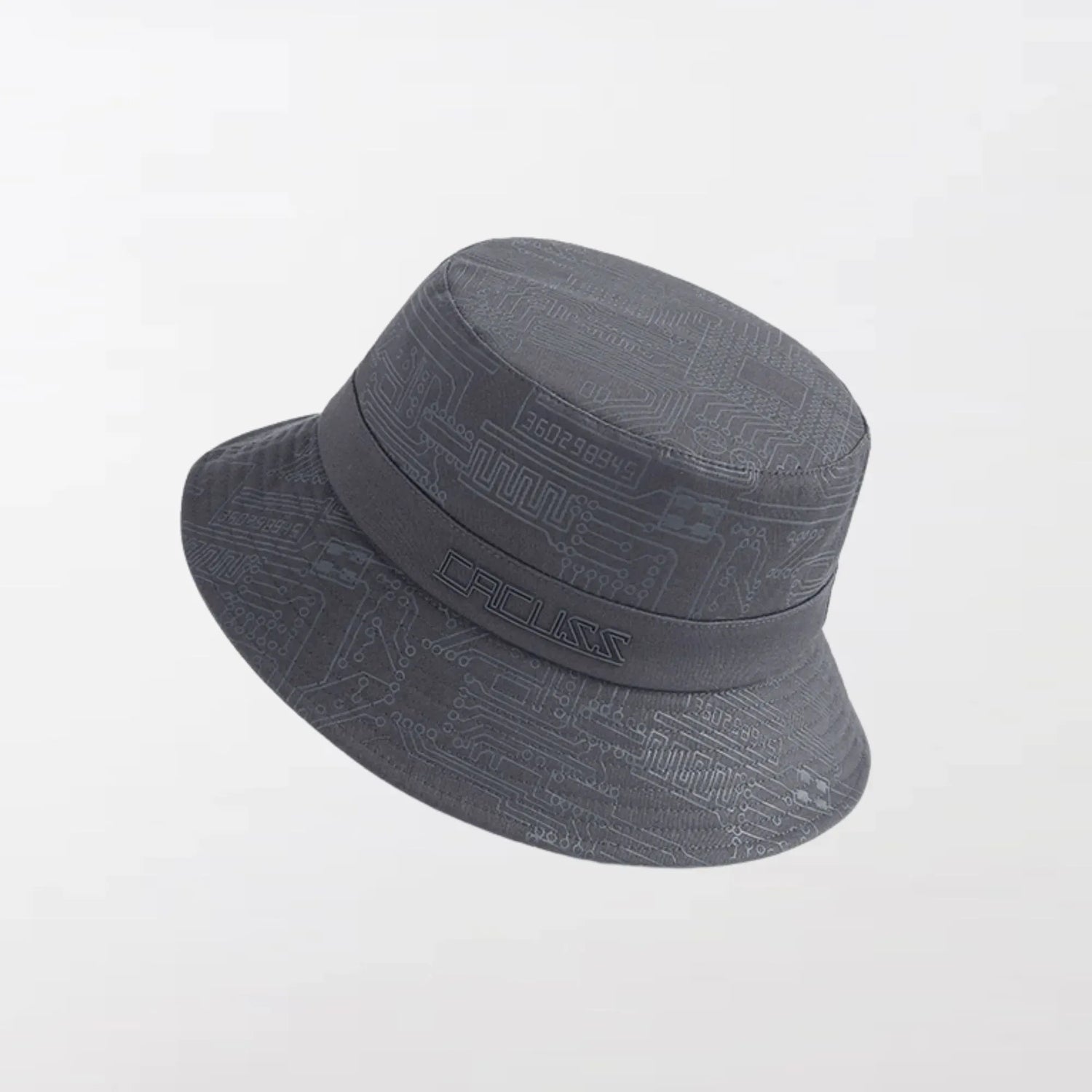 A Gray Cyberpunk Bucket Hat with a three-dimensional shape, nearly routed brim - Clotechnow.